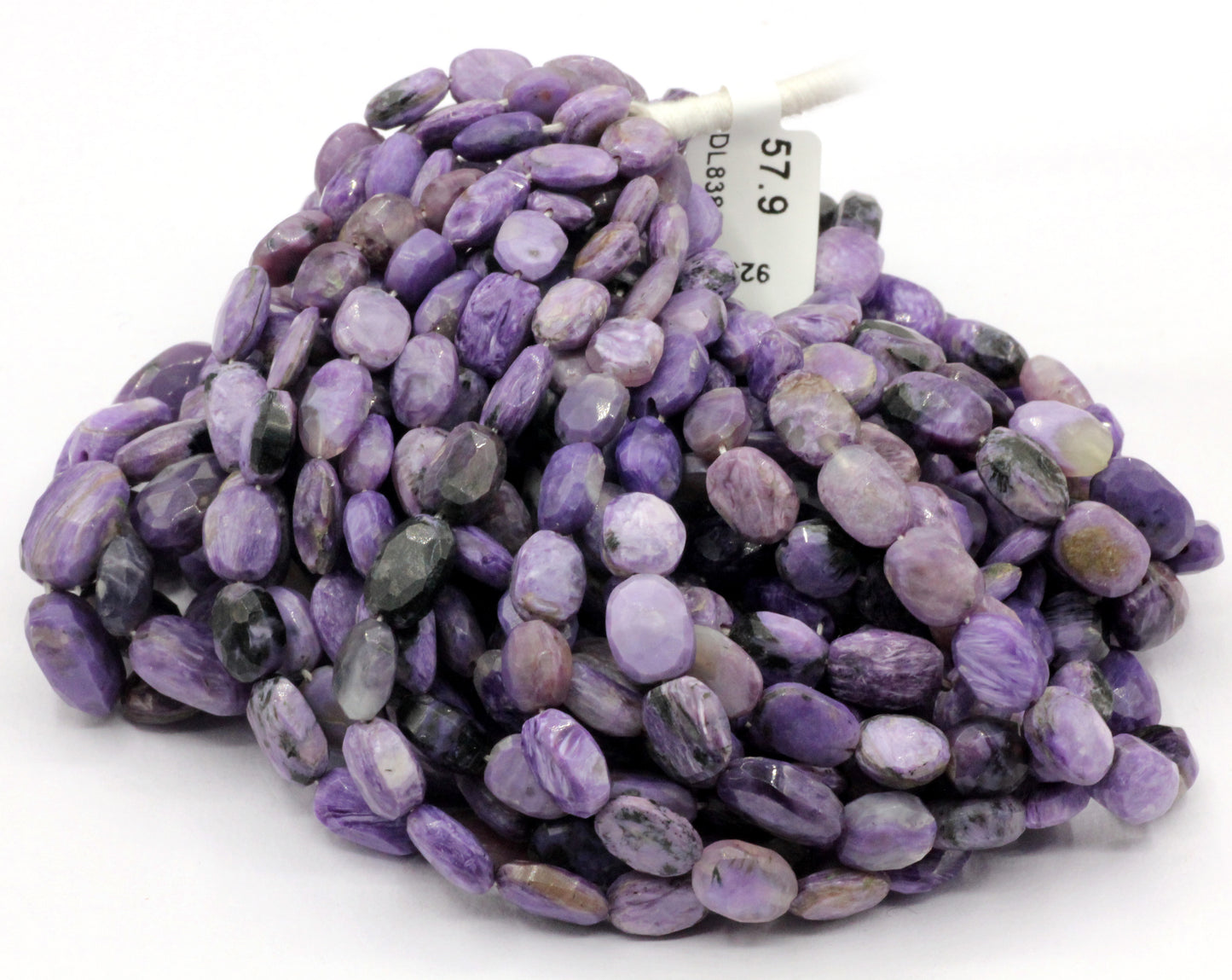 Charoite faceted Oval Bead,Size 12x6 mm