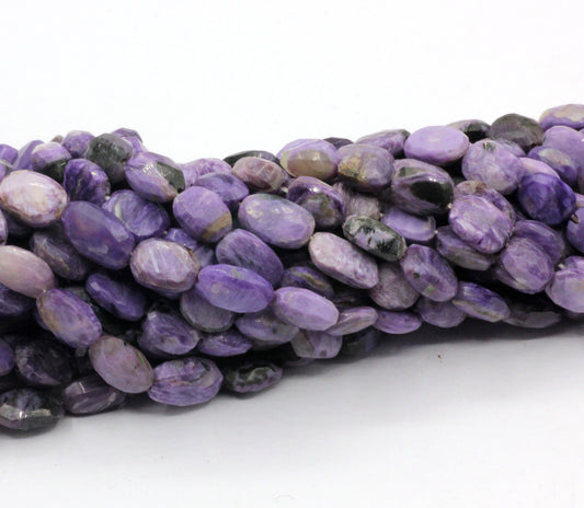 Charoite faceted Oval Bead,Size 12x6 mm