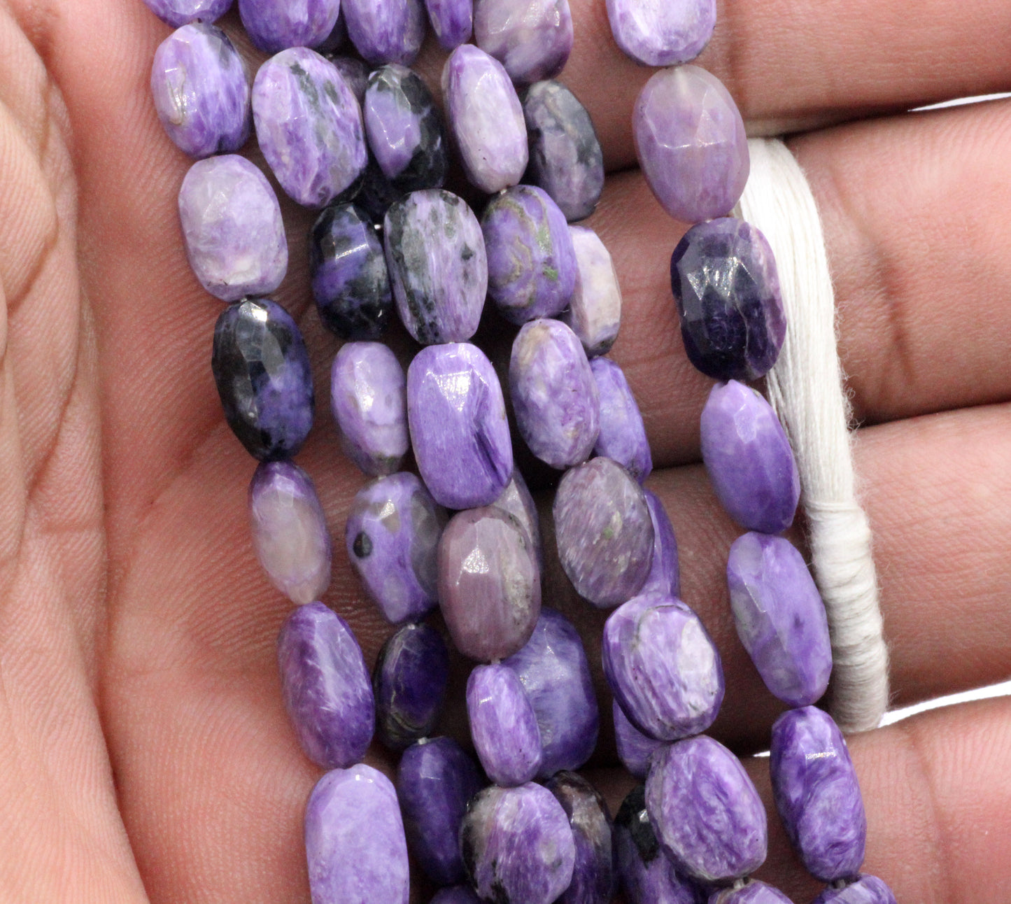 Charoite faceted Oval Bead,Size 12x6 mm
