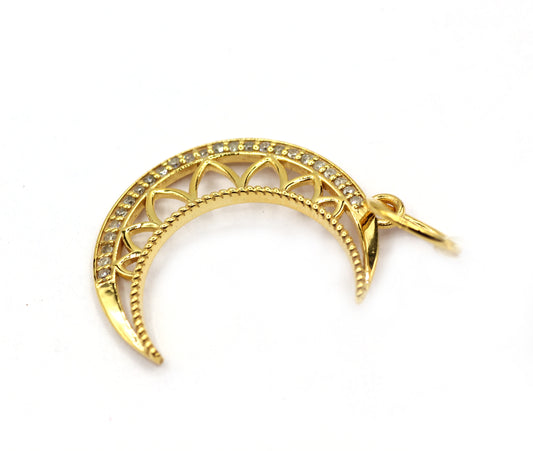 Moon 14k Solid Gold Diamond Pendants.