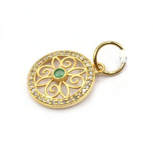 Round 14k Solid Gold Diamond Pendants.