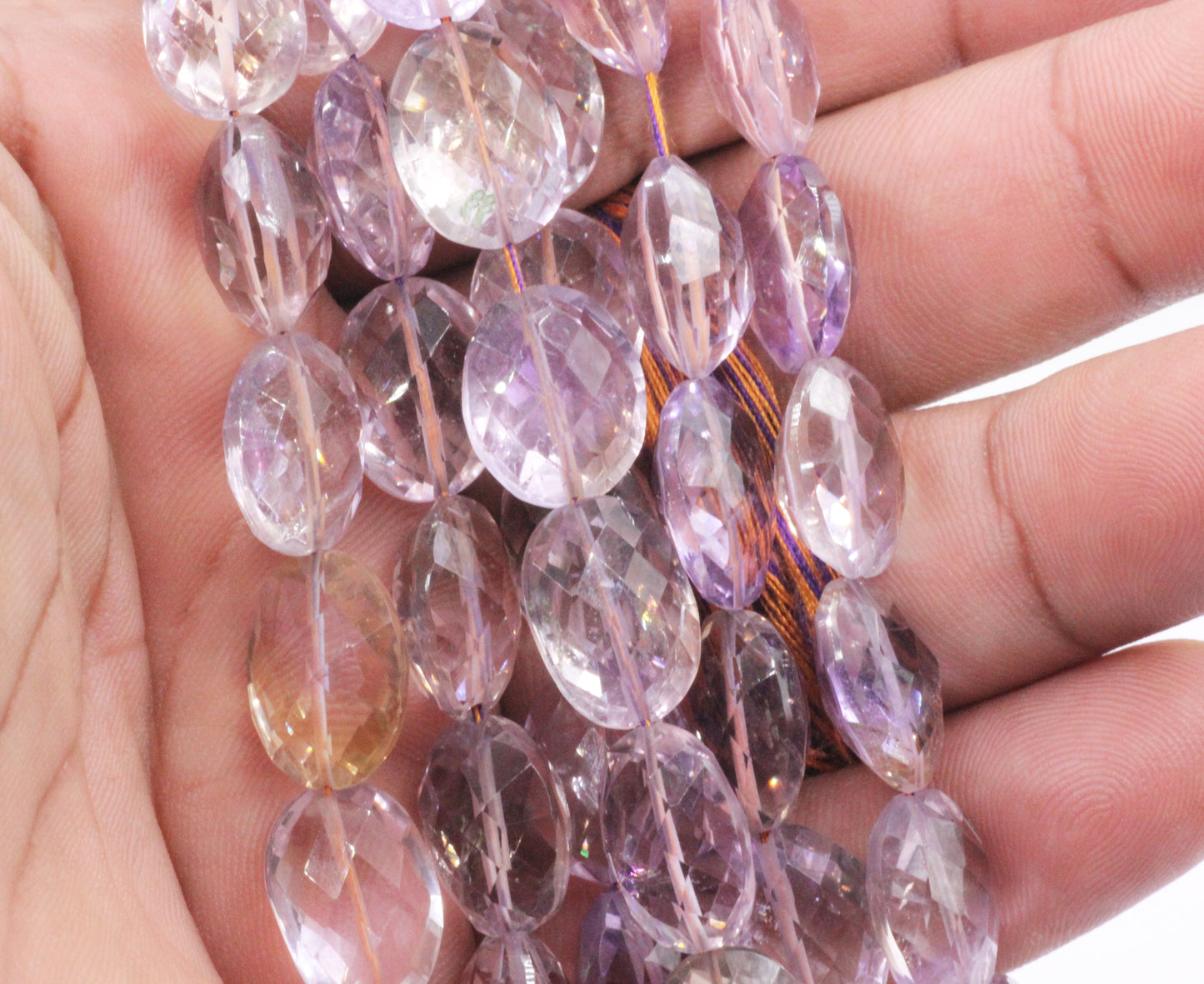 Ametrine Faceted Oval Bead Real
