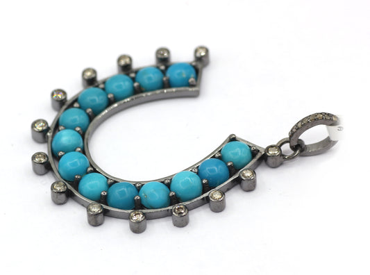 Horse shoe Pave Diamond Pendant