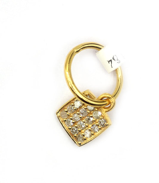 Square 14k Solid Gold Diamond Pendants