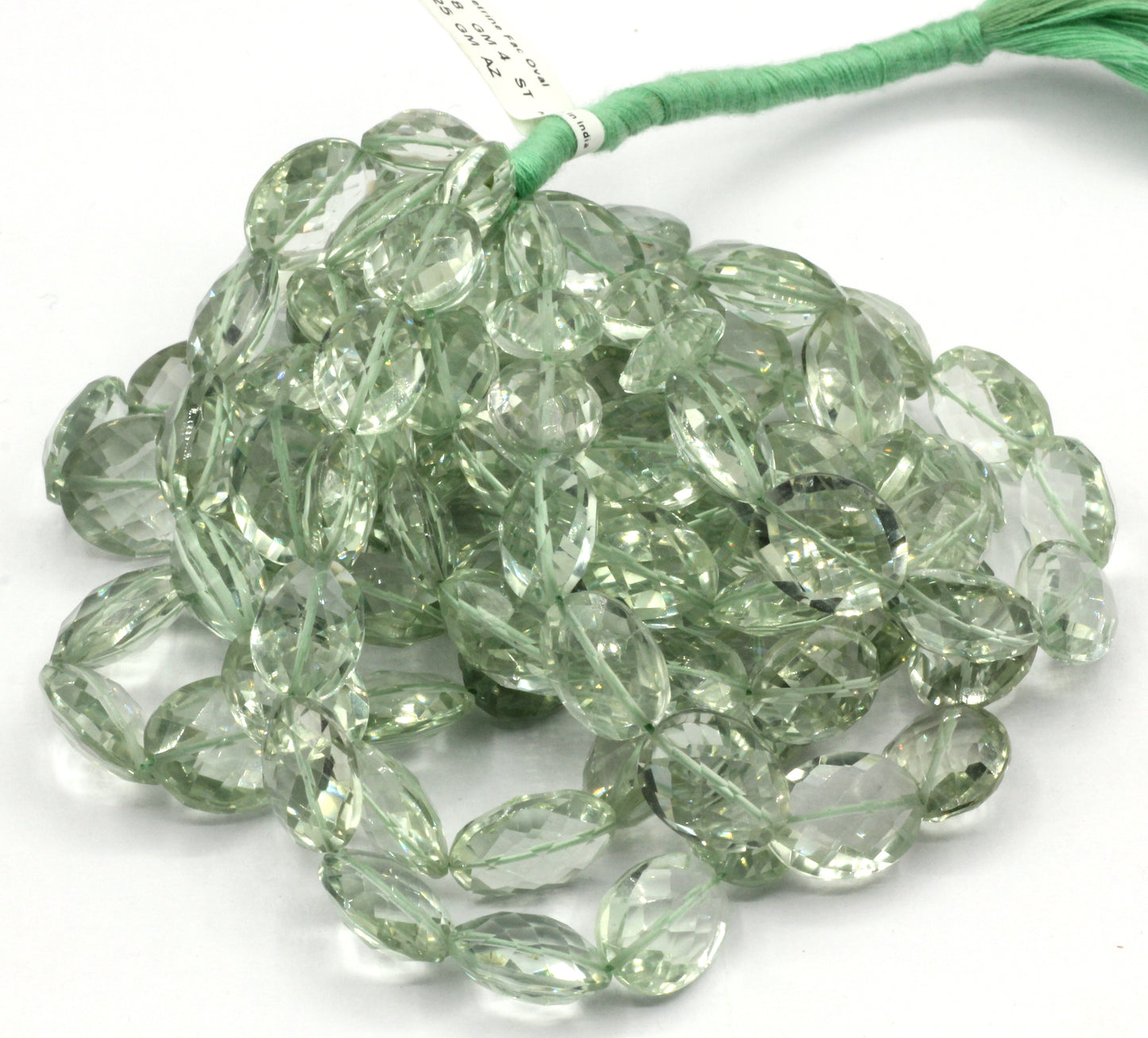 Green Ametrine Oval faceted Bead, Size 18x11 mm