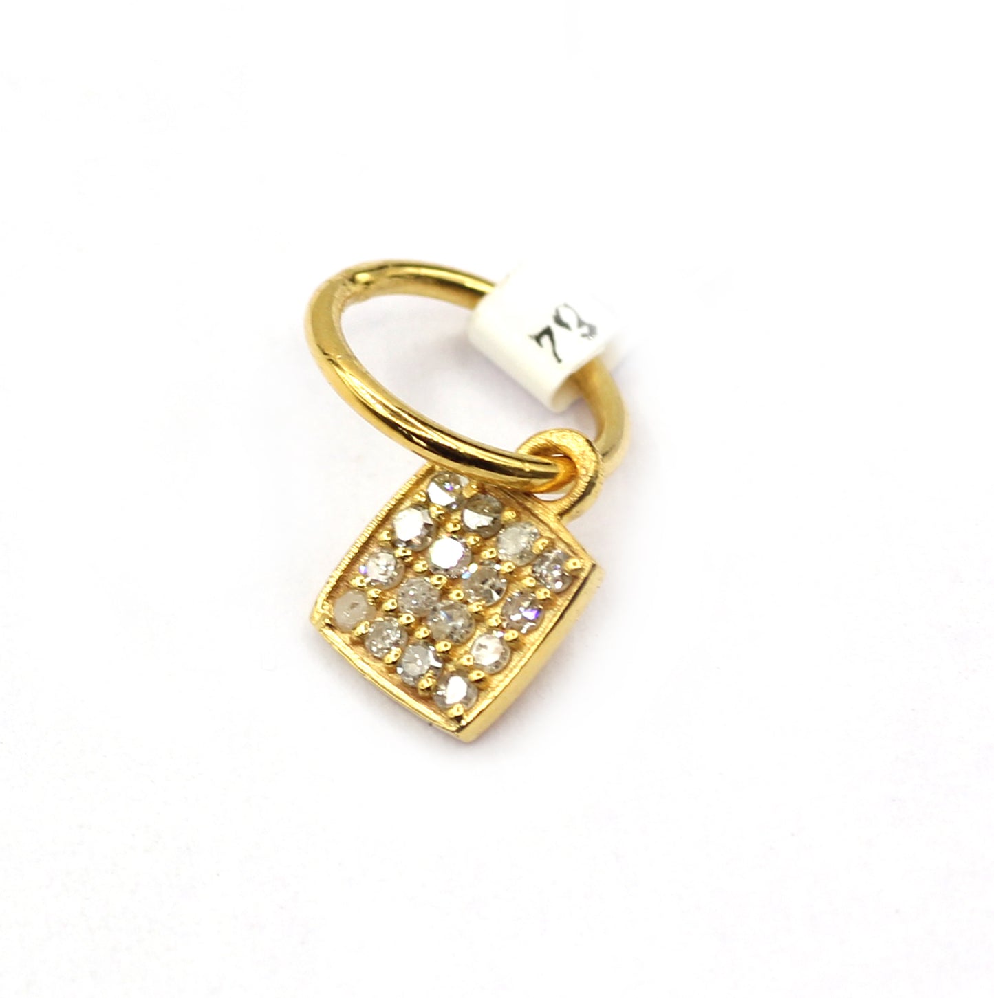 Square 14k Solid Gold Diamond Pendants