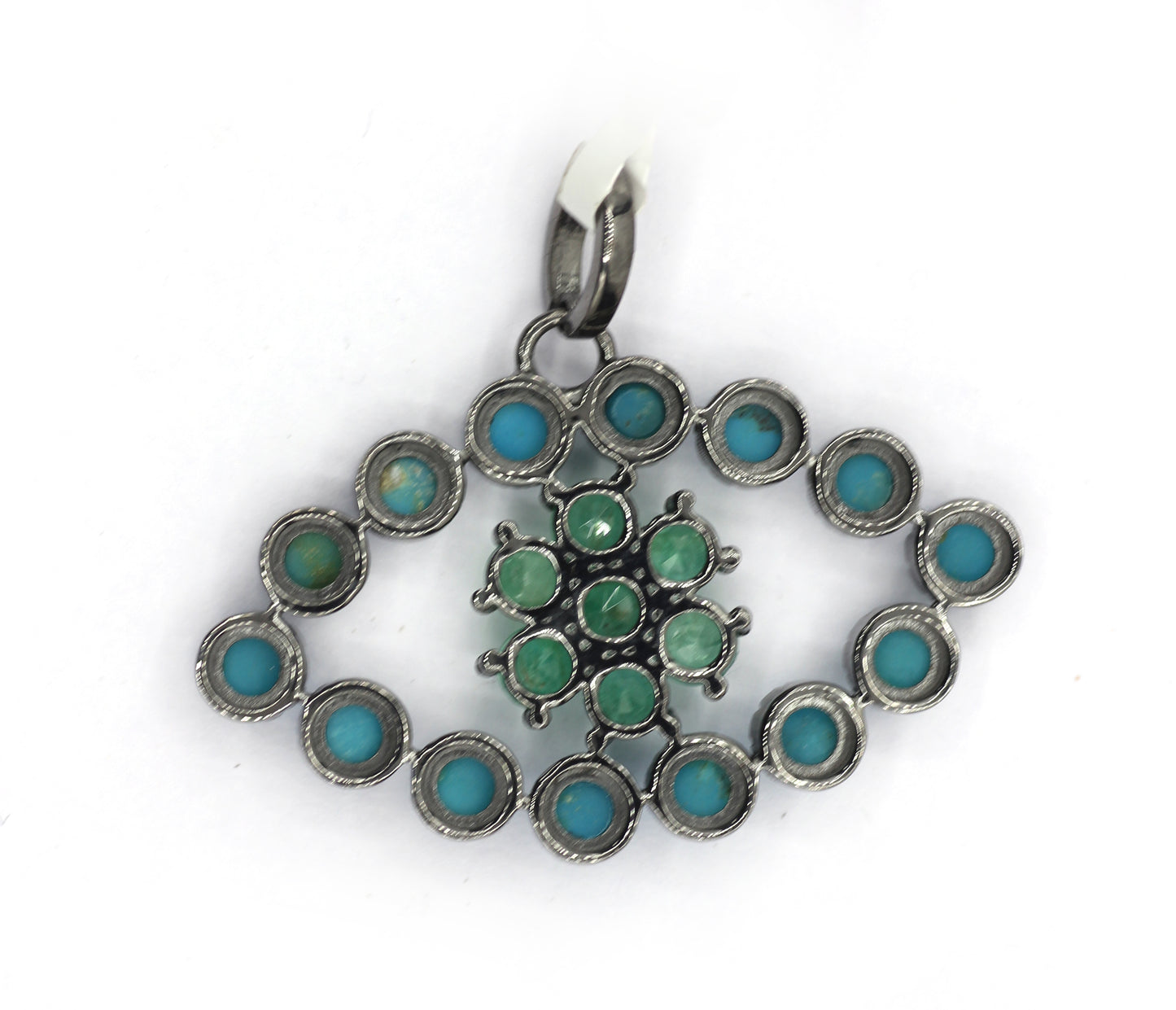 Evil Eye Emerald and Turquoise Stone Pendant