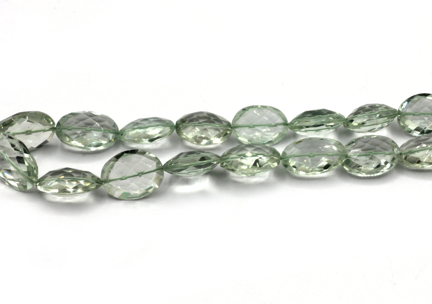 Green Ametrine Oval faceted Bead, Size 18x11 mm