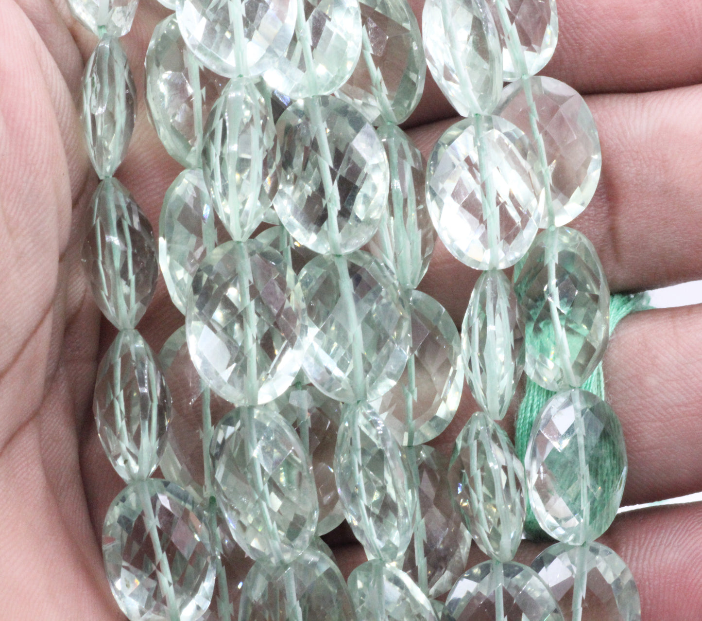 Green Ametrine Oval faceted Bead, Size 18x11 mm