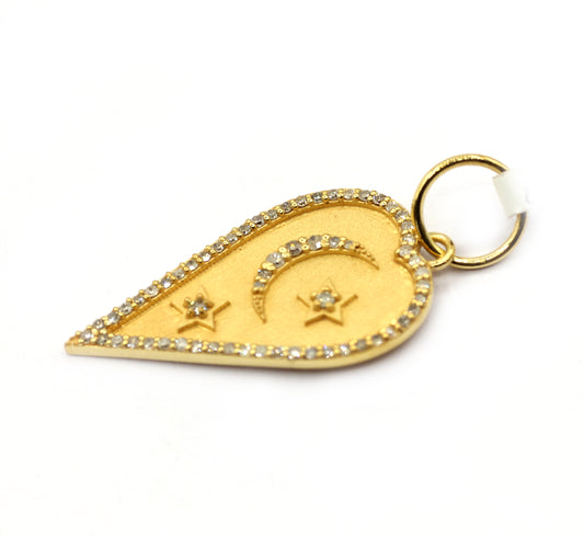 Heart 14k Solid Gold Diamond Pendants.