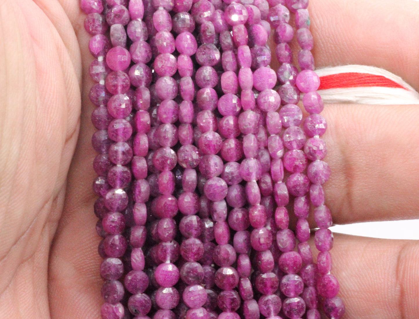 Ruby Faceted Coin Beads.