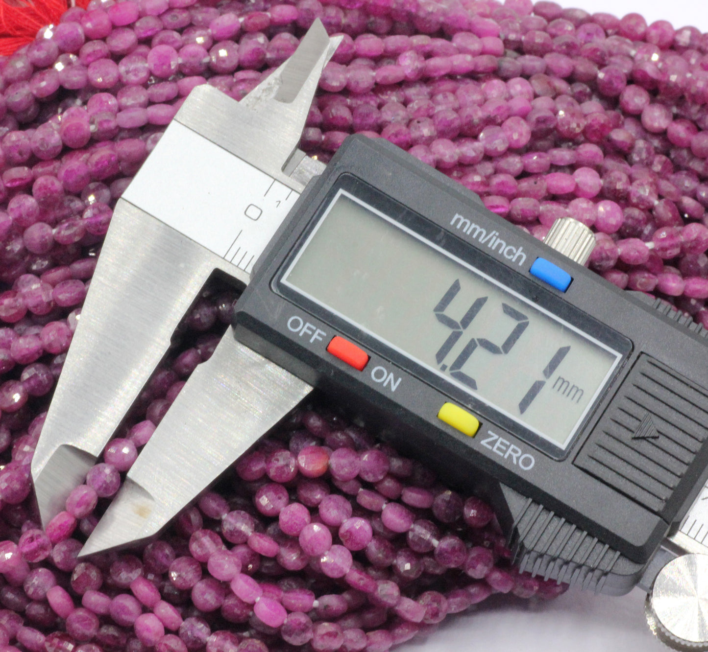 Ruby Faceted Coin Beads.