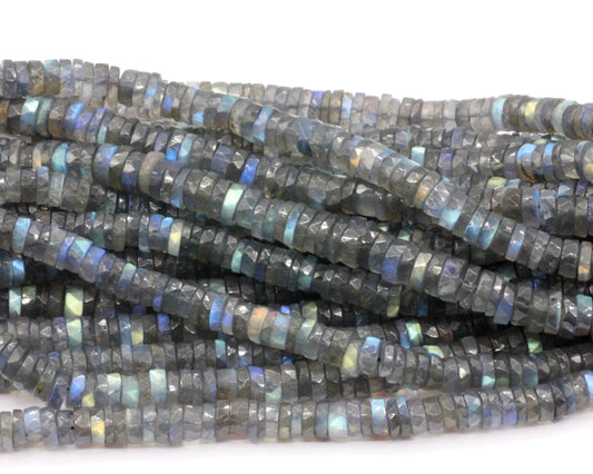 Labradorite Faceted Heshi, Faceted Donut, Faceted Tyre