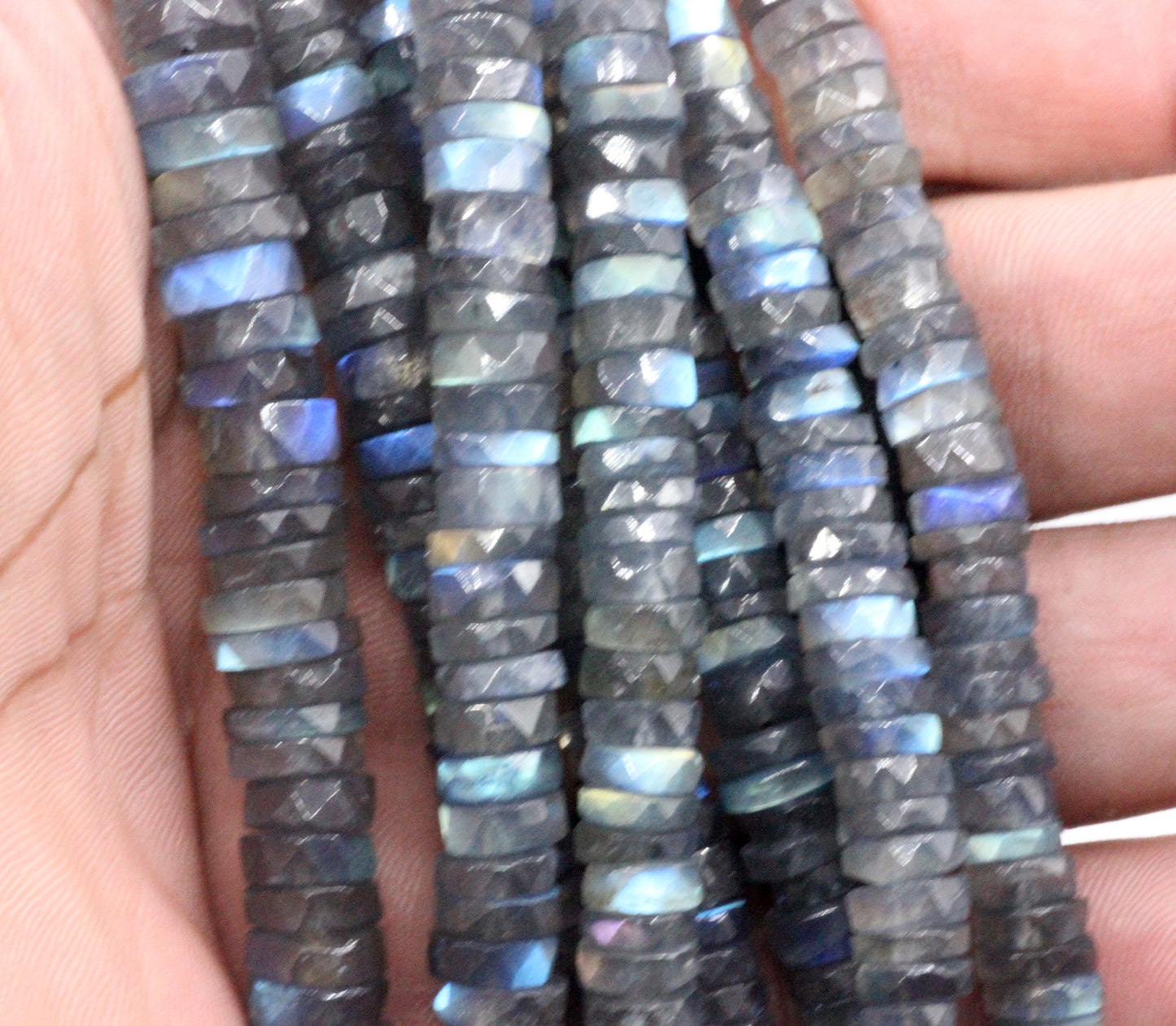 Labradorite Faceted Heshi, Faceted Donut, Faceted Tyre