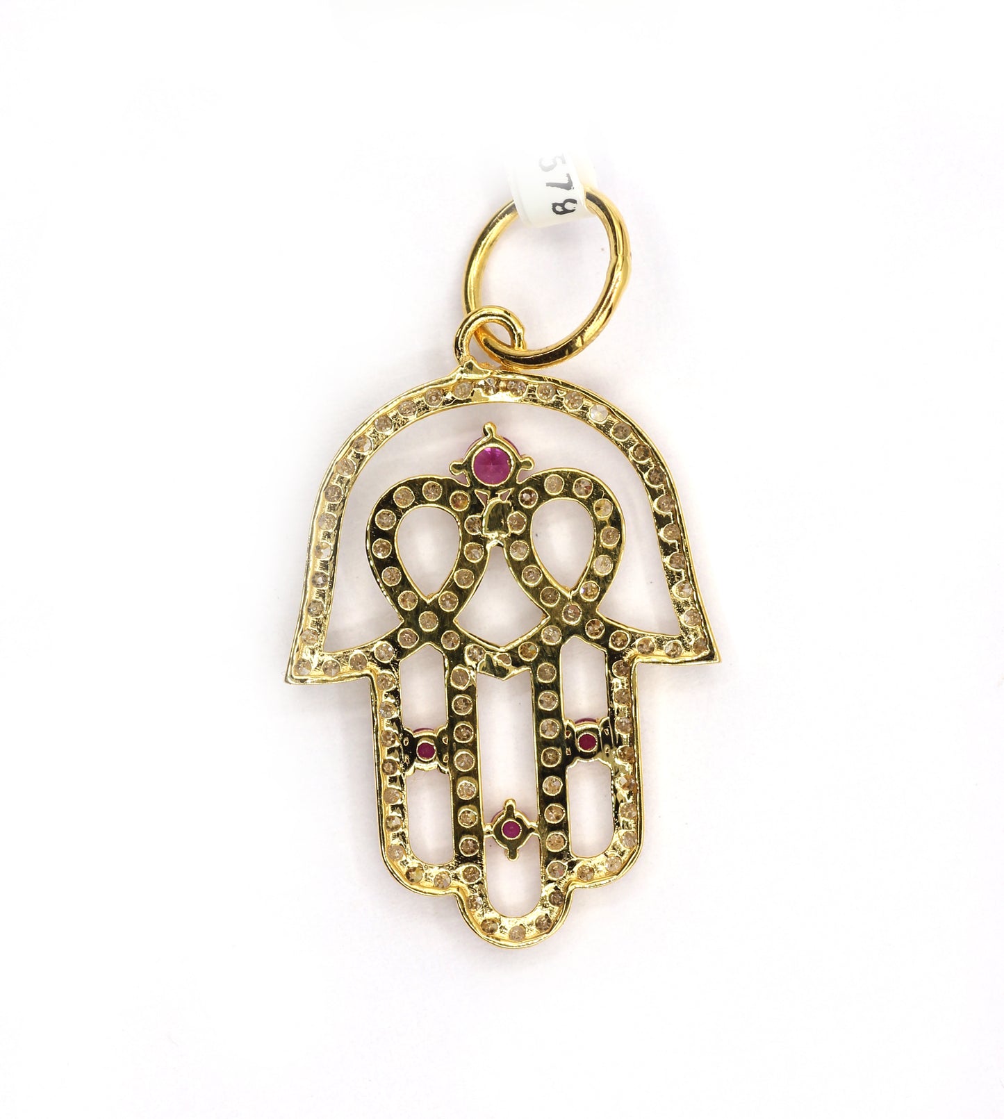 Hamsa Hand 14k Solid Gold Diamond Pendants.