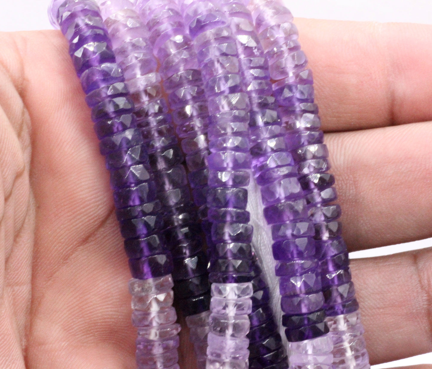 Amethyst Faceted Heshi, Faceted Donut, Faceted Tyre