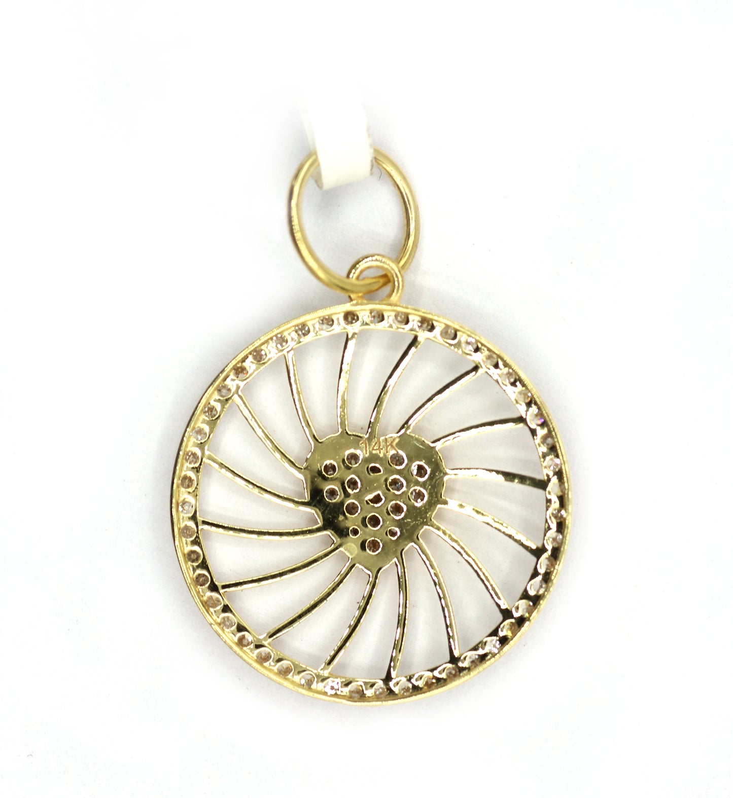 Round Heart 14k Solid Gold Diamond Pendants.