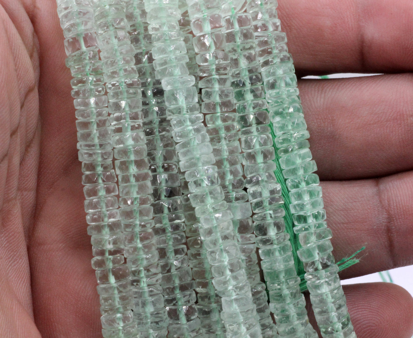 Green Amethyst Faceted Heshi, Faceted Donut, Faceted Tyre