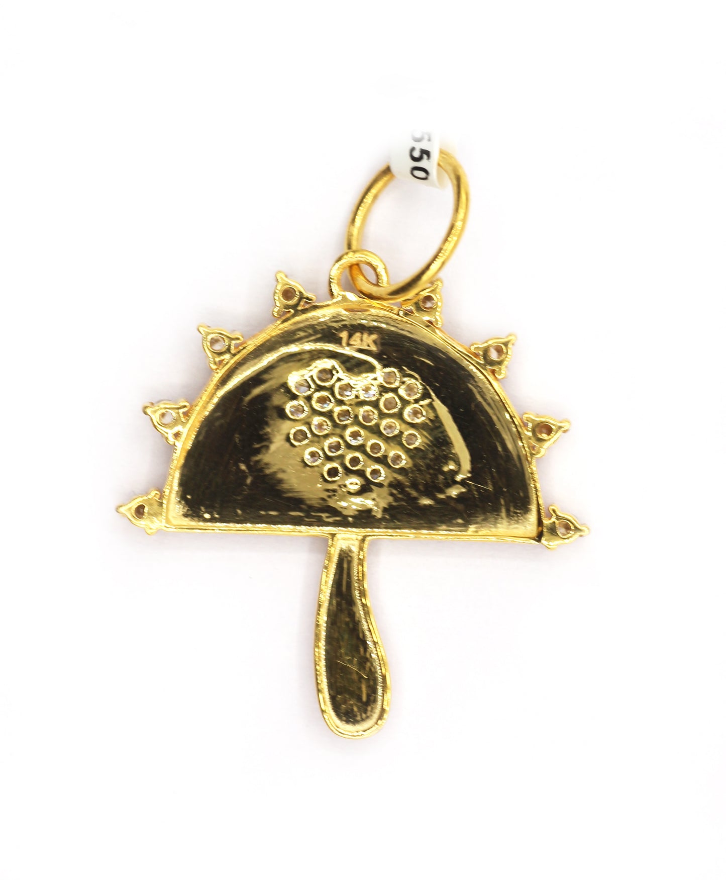 Mushroom 14k Solid Gold Diamond Pendants.