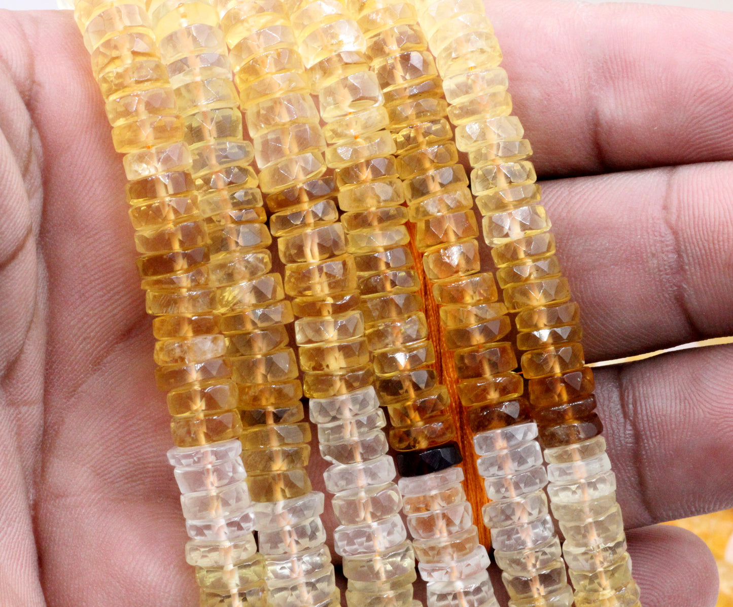 Citrine Faceted Heshi, Faceted Donut, Faceted Tyre