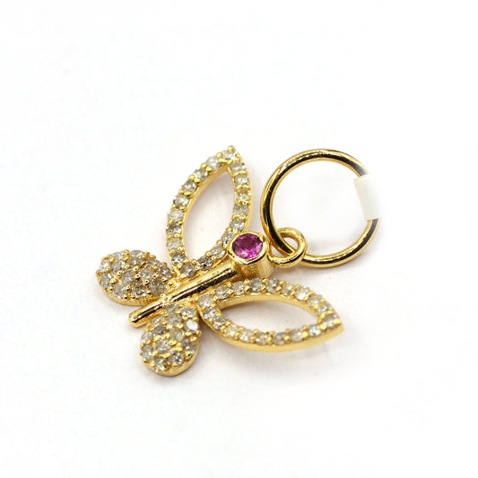 Butterfly 14k Solid Gold Diamond Pendants.