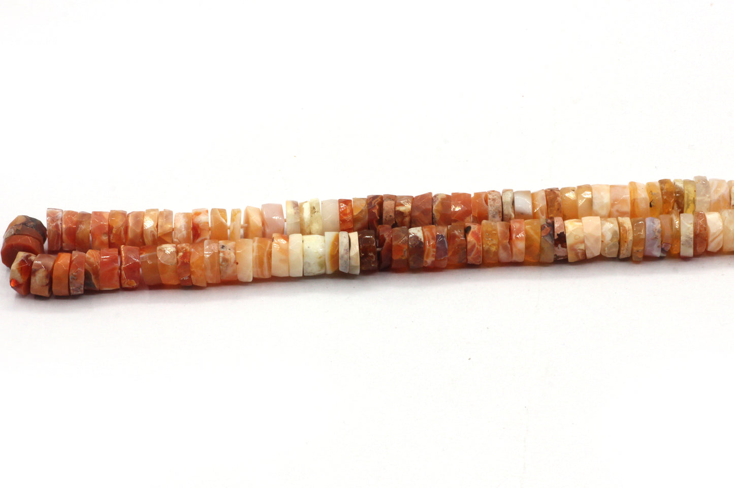Fire Opal Faceted Heshi, Faceted Donut, Faceted Tyre