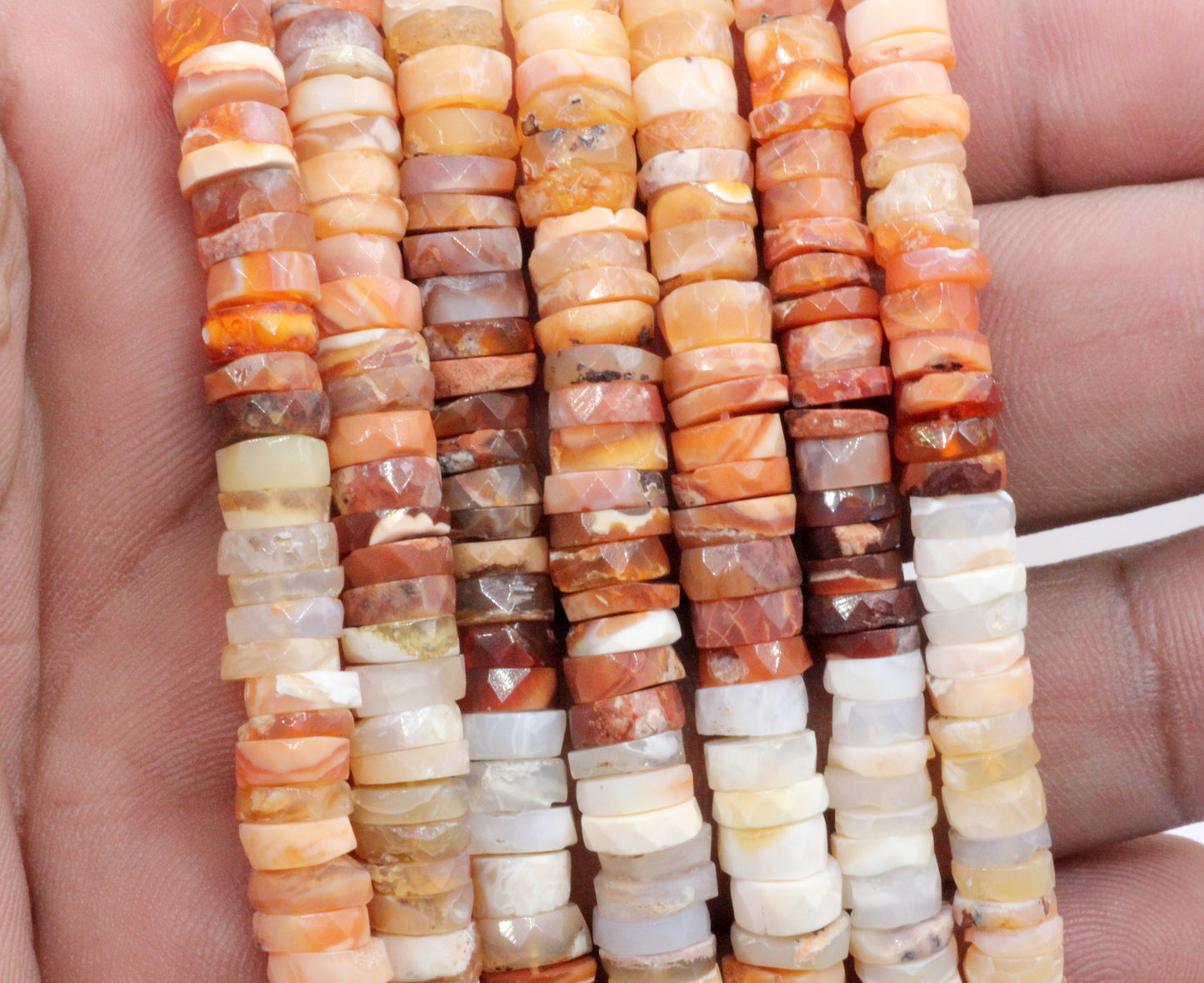 Fire Opal Faceted Heshi, Faceted Donut, Faceted Tyre
