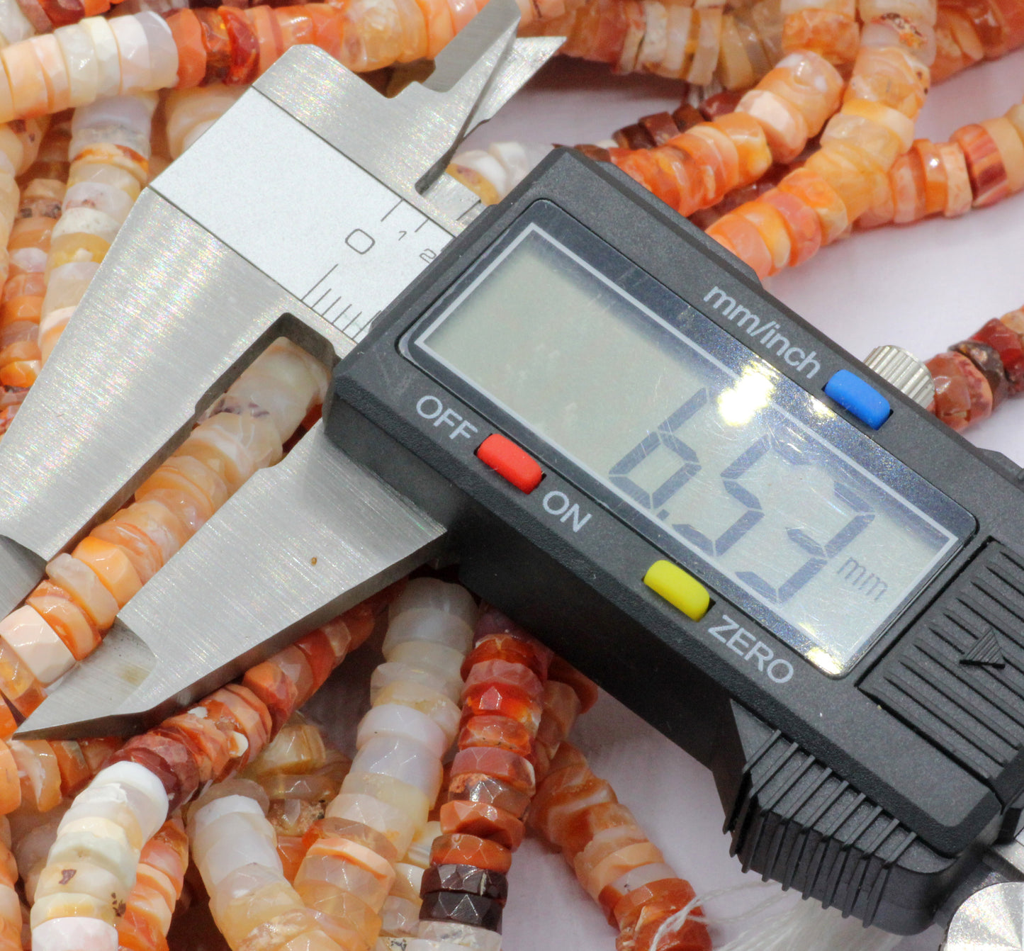 Fire Opal Faceted Heshi, Faceted Donut, Faceted Tyre