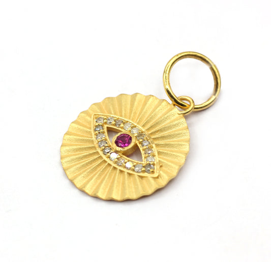 Evil Eye 14k Solid Gold Diamond Pendants.