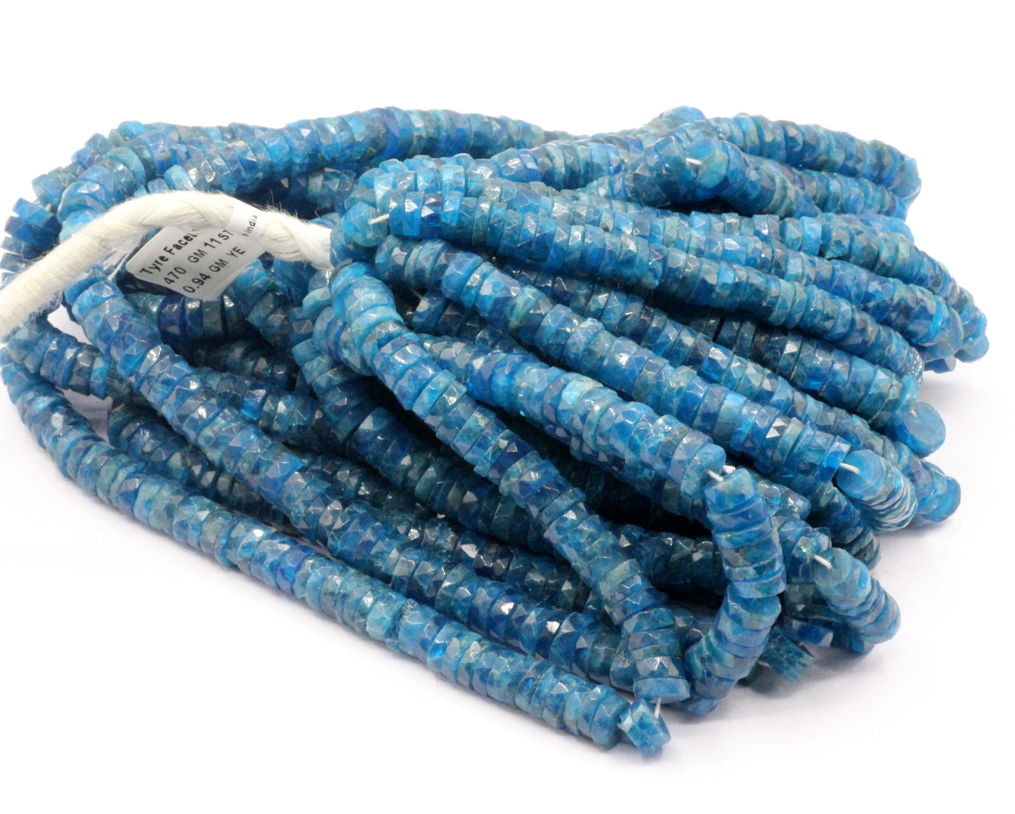 Apatite Faceted Heshi, Faceted Donut, Faceted Tyre
