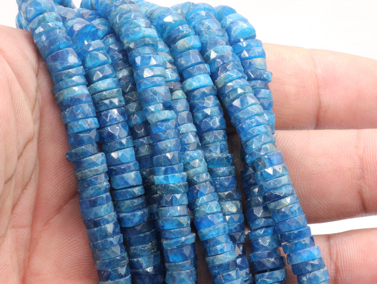 Apatite Faceted Heshi, Faceted Donut, Faceted Tyre
