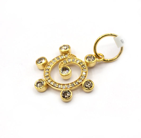 Round 14k Solid Gold Diamond Pendants.