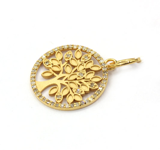Tree of Life 14k Solid Gold Diamond Pendants.
