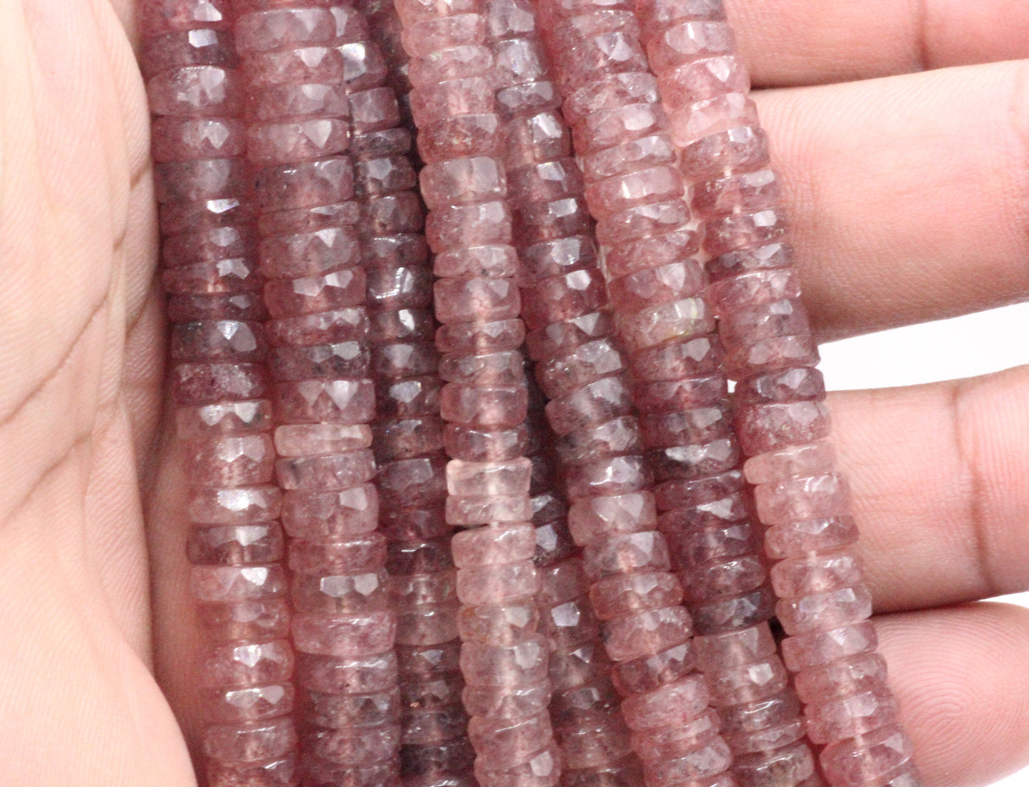 Strawberry quartz Faceted Heshi, Faceted Donut, Faceted Tyre