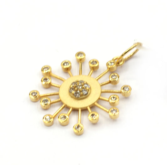 Sun Burst 14k Solid Gold Diamond Pendants.