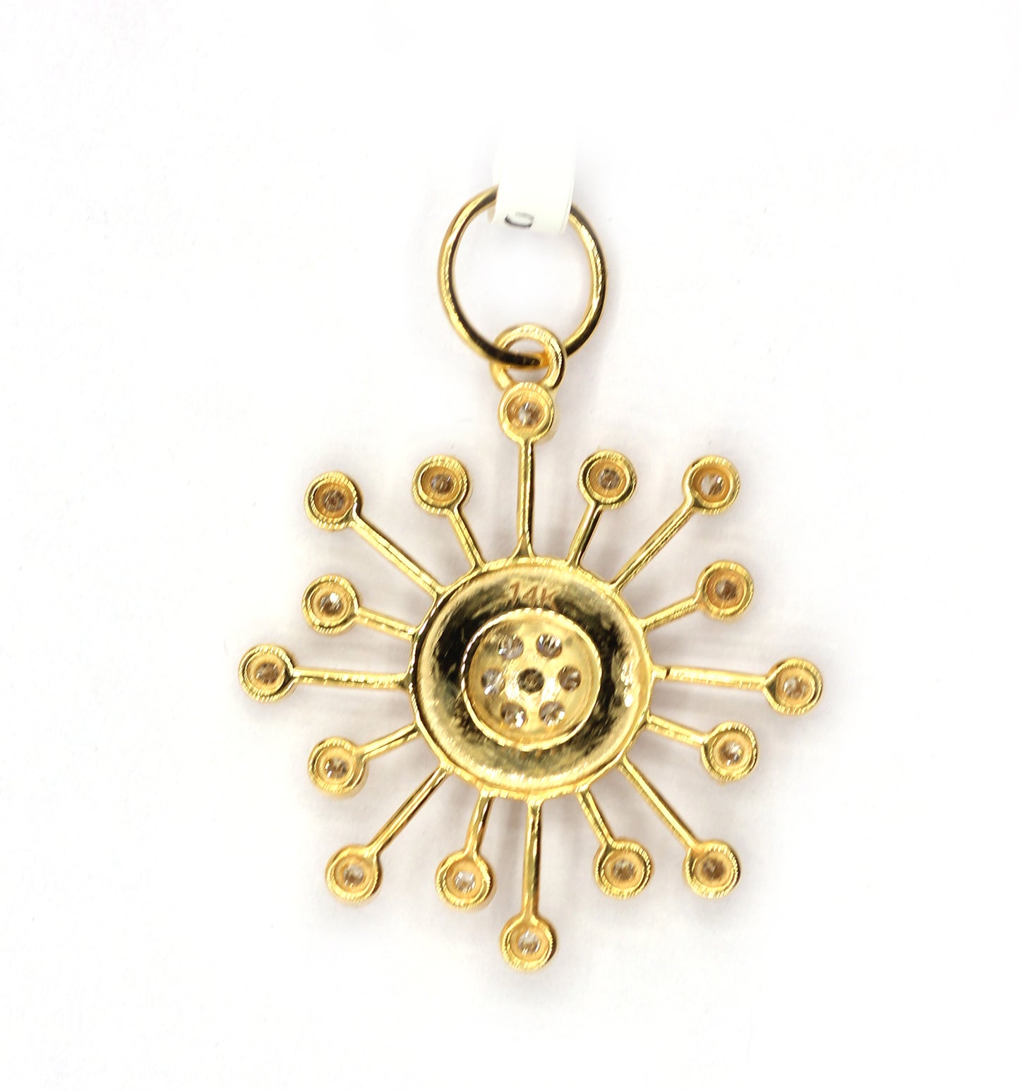 Sun Burst 14k Solid Gold Diamond Pendants.