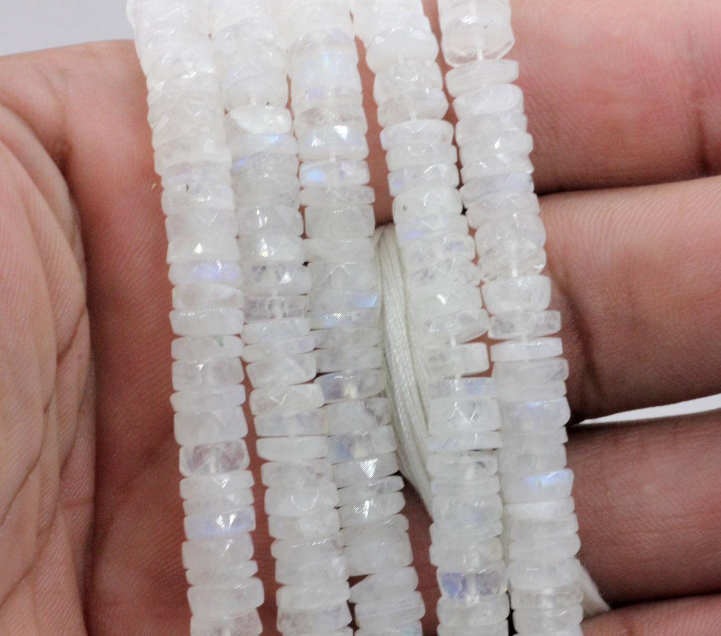 Rainbow Moonstone Faceted Heshi, Faceted Donut, Faceted Tyre