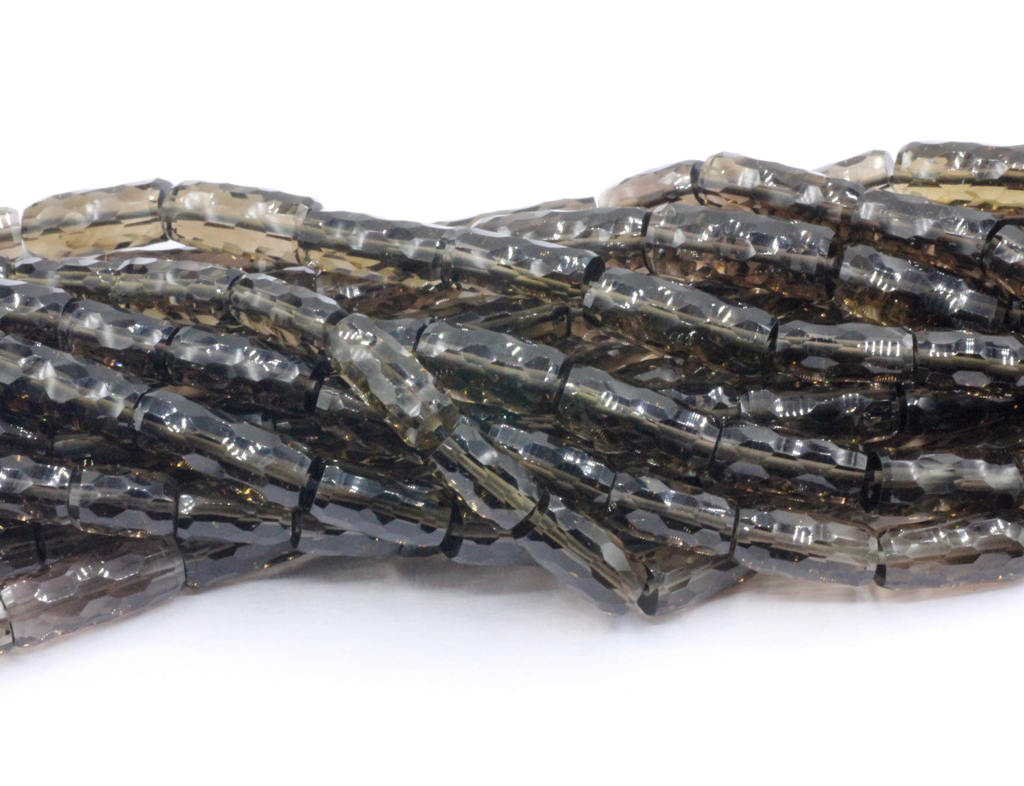 Smoky quartz Faceted Tube Beads