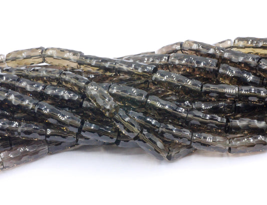 Quartz, Smoky quartz Faceted Tube Beads