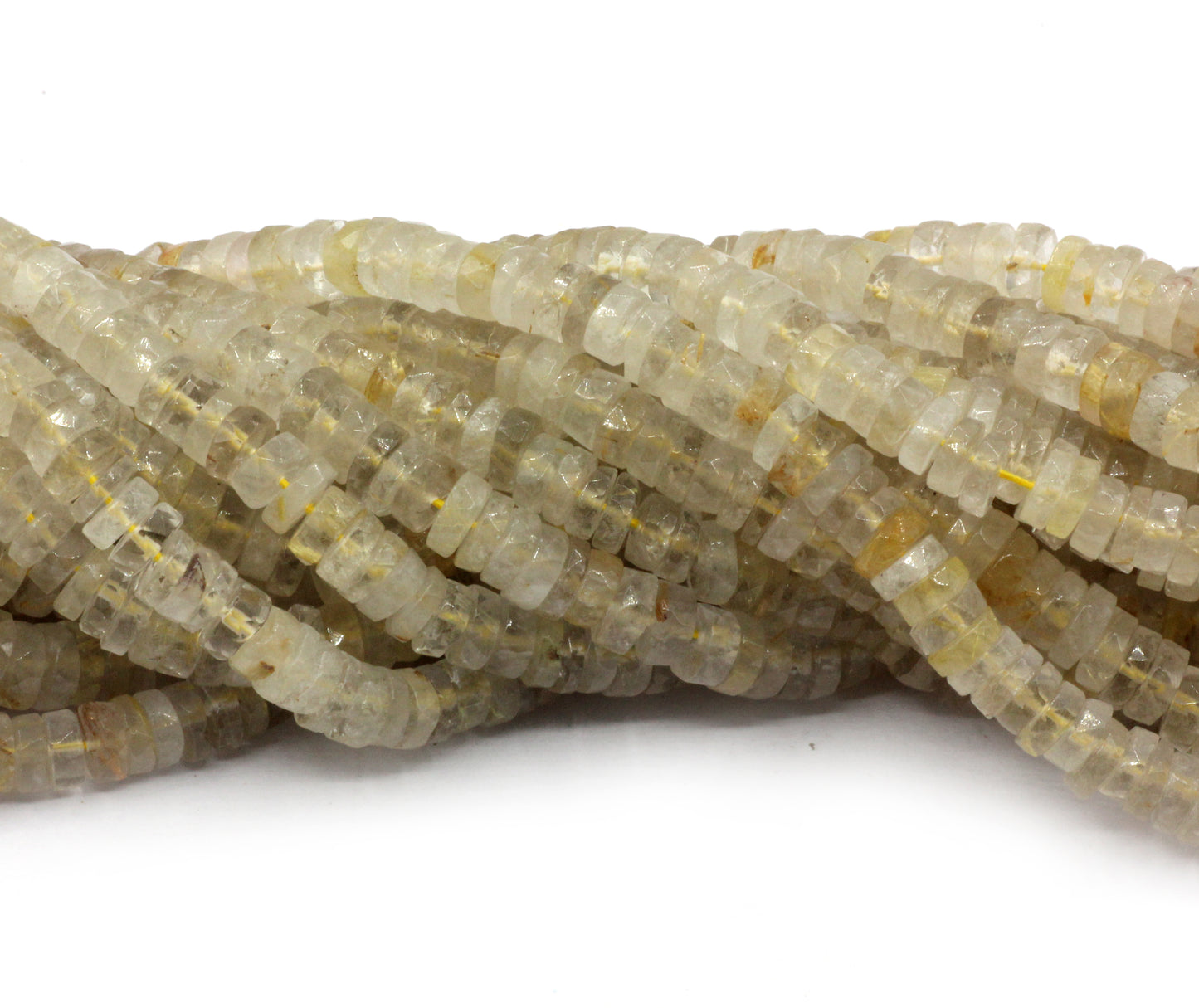 Golden Rutile Faceted Heshi, Faceted Donut, Faceted Tyre