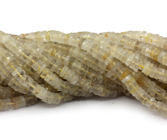 Quartz, Golden Rutile Faceted Heshi, Faceted Donut, Faceted Tyre