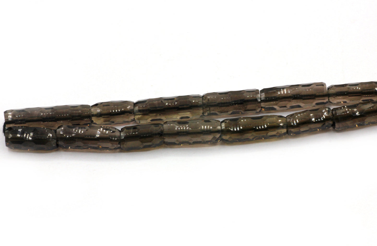 Smoky quartz Faceted Tube Beads