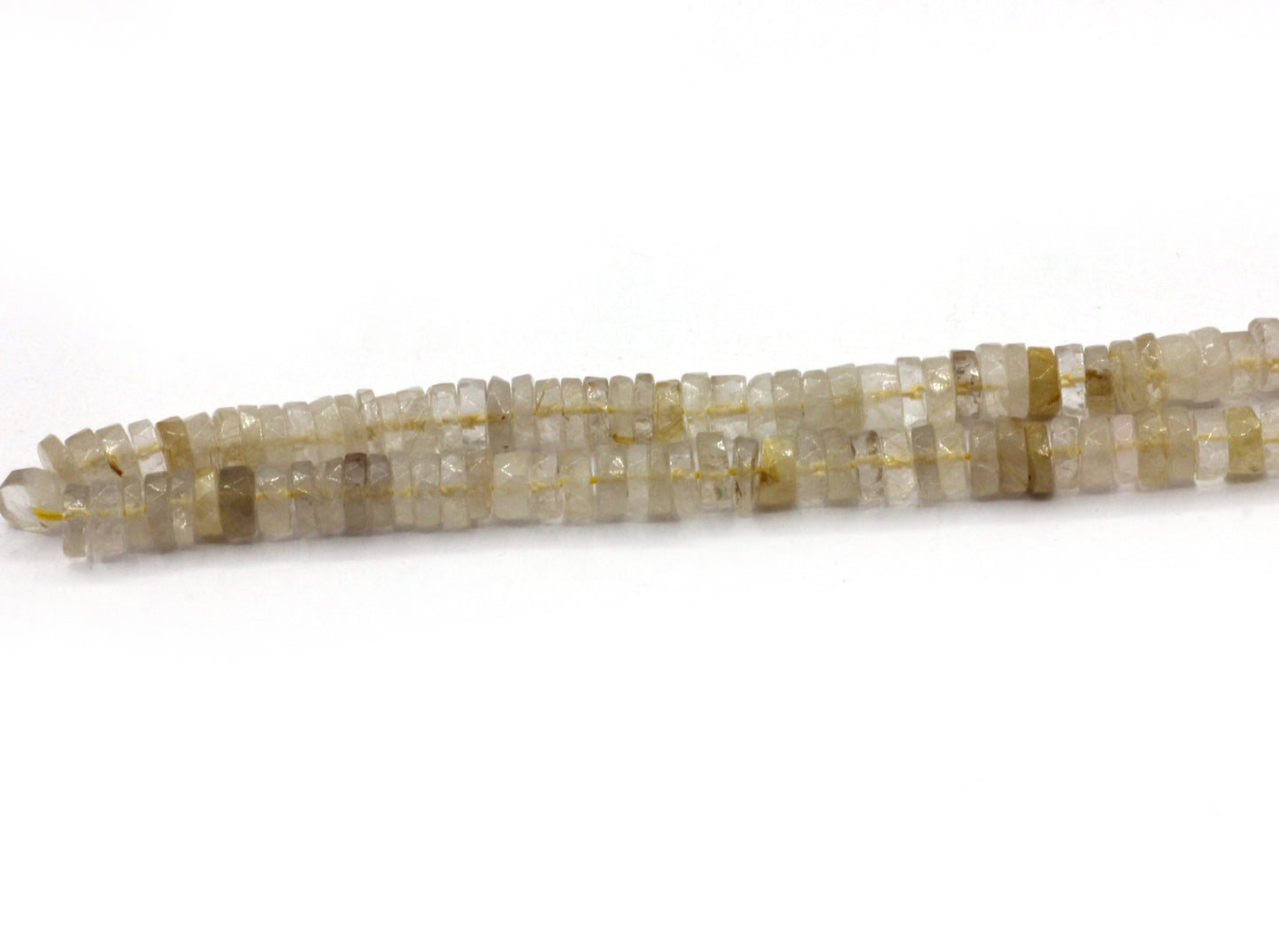 Golden Rutile Faceted Heshi, Faceted Donut, Faceted Tyre