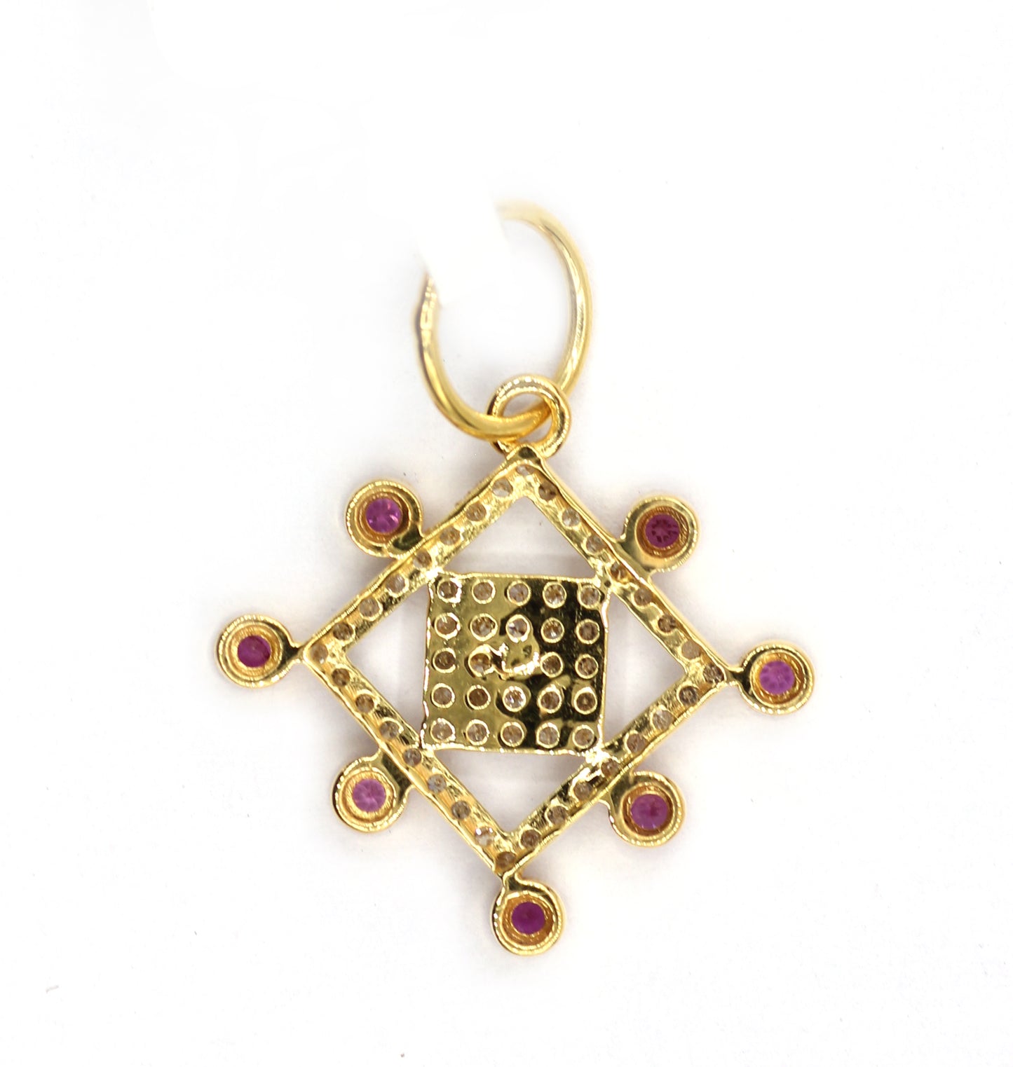 Square 14k Solid Gold Diamond Pendants.