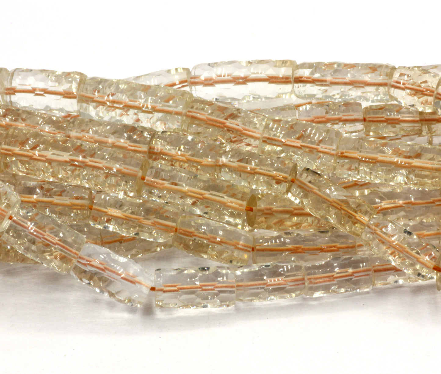 Citrine quartz Faceted Tube Beads.