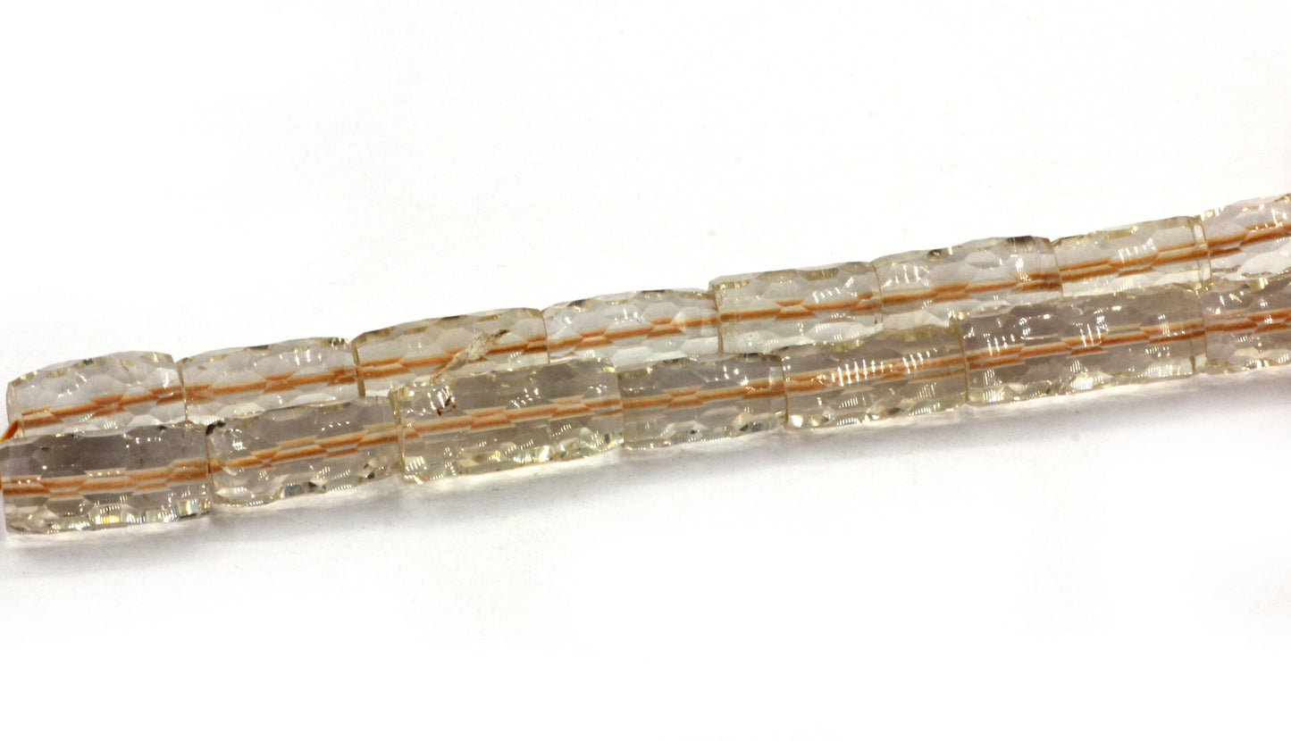 Citrine quartz Faceted Tube Beads.