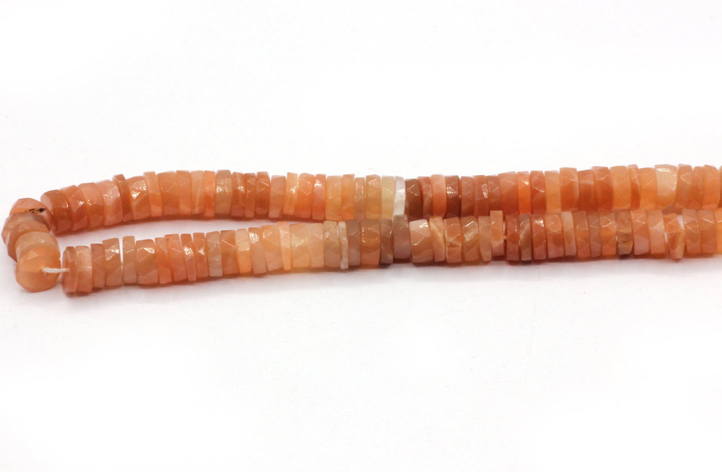 Peach Moonstone Faceted Heshi, Faceted Donut, Faceted Tyre
