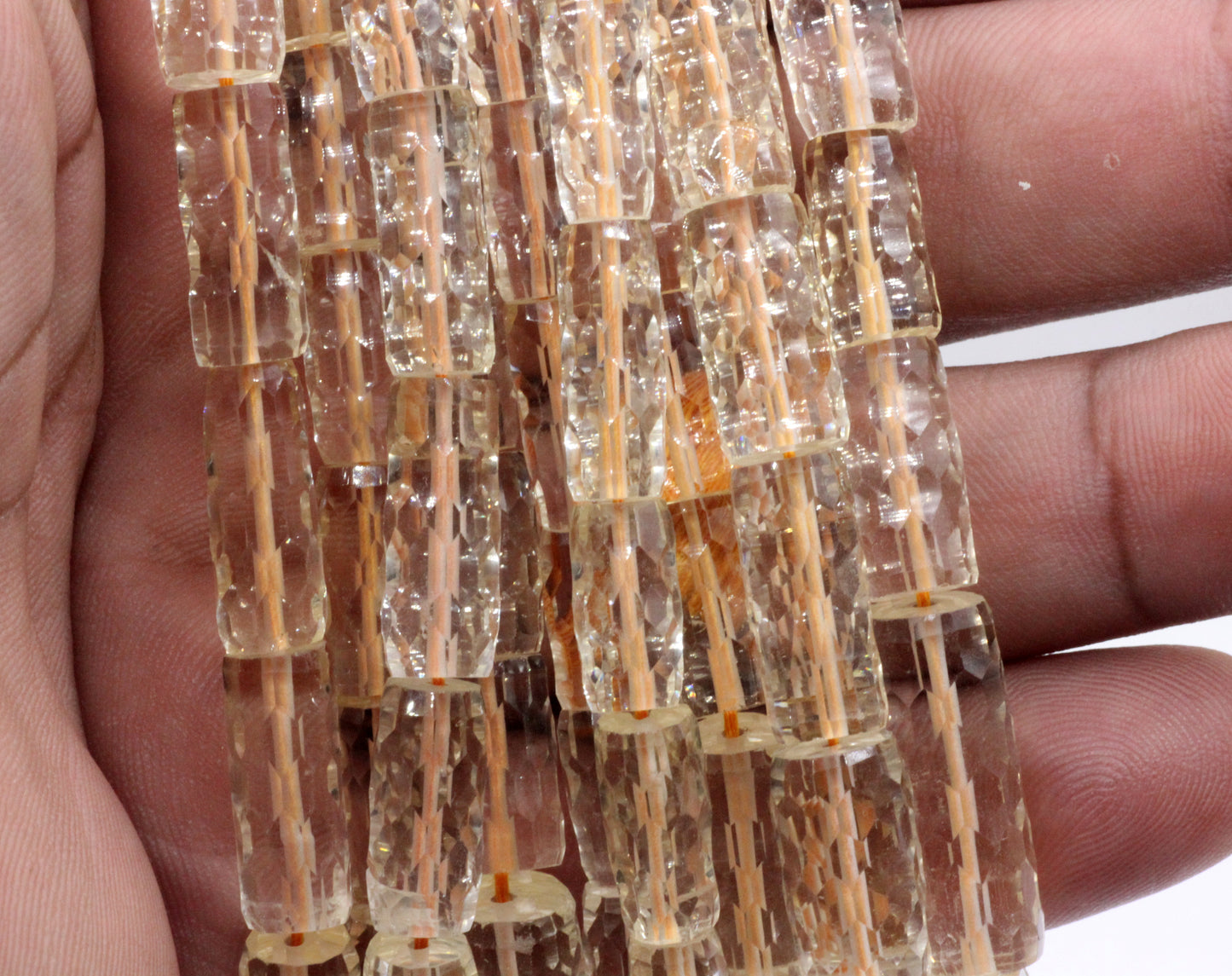 Citrine quartz Faceted Tube Beads.