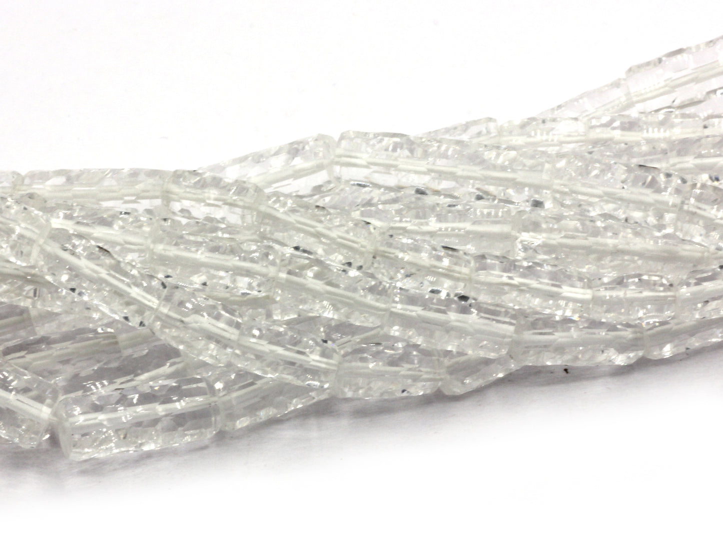 Crystal Quartzs Faceted Tube Beads