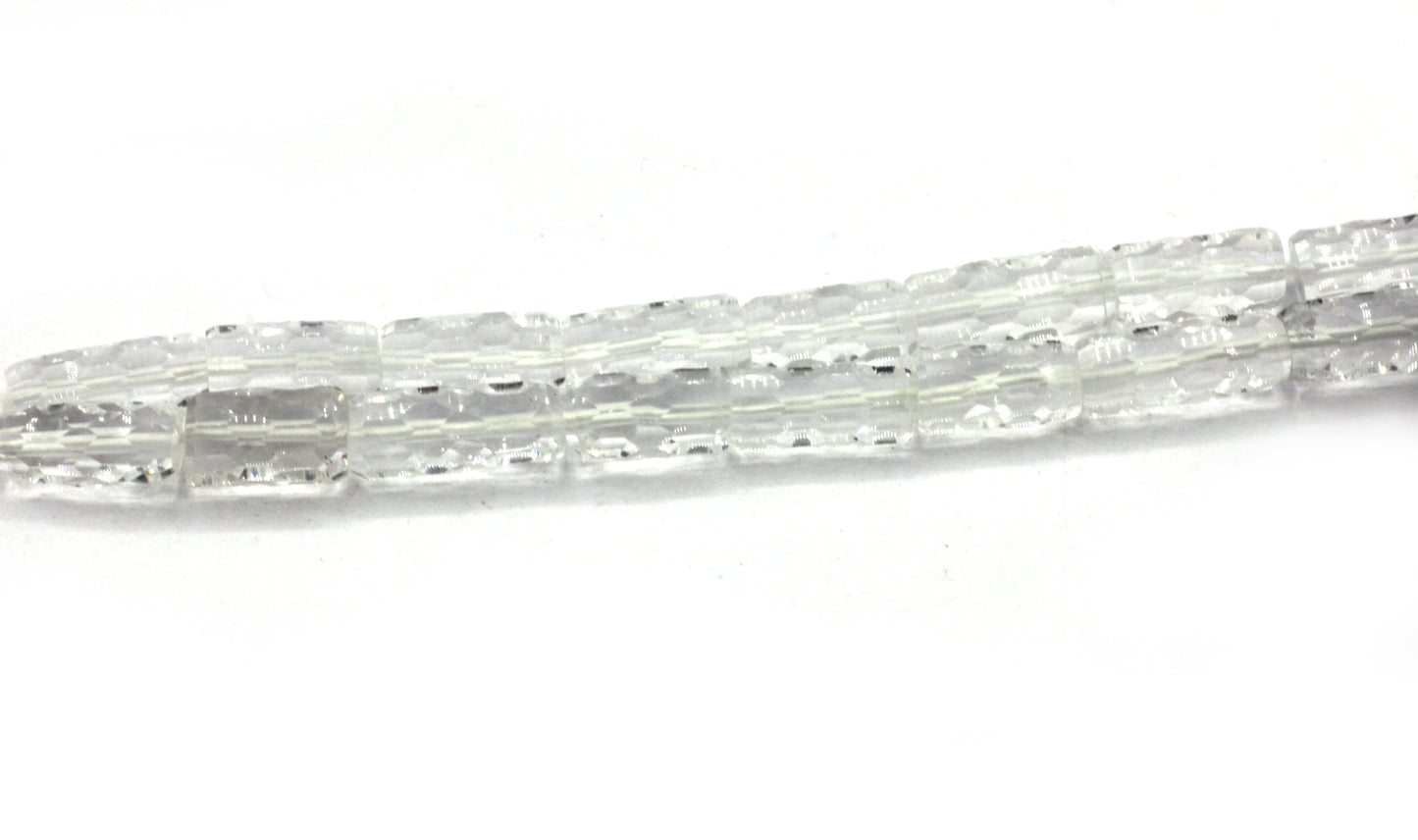 Crystal Quartzs Faceted Tube Beads